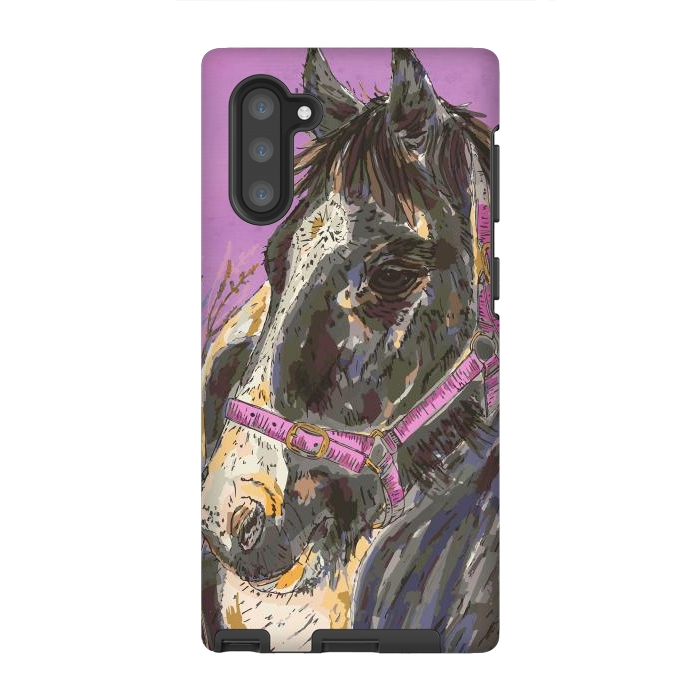 Galaxy Note 10 StrongFit Black and White Horse by Lotti Brown