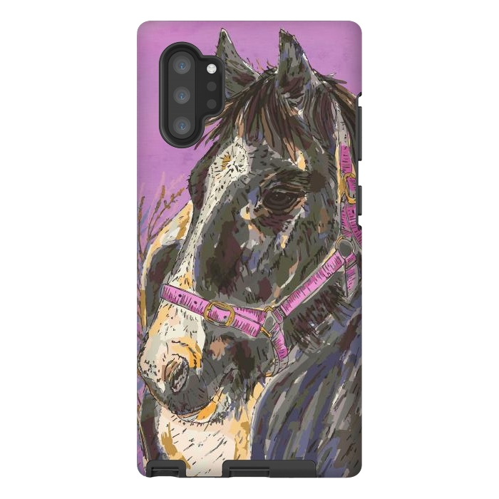 Galaxy Note 10 plus StrongFit Black and White Horse by Lotti Brown