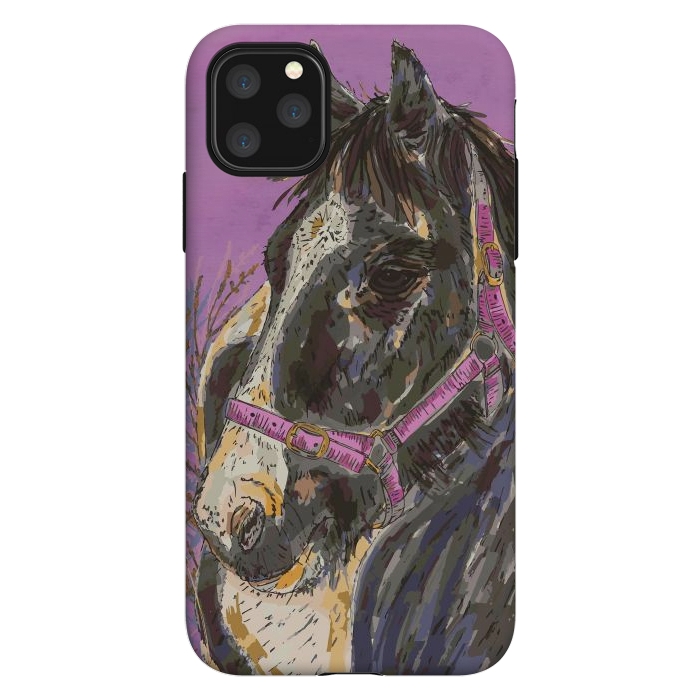 iPhone 11 Pro Max StrongFit Black and White Horse by Lotti Brown