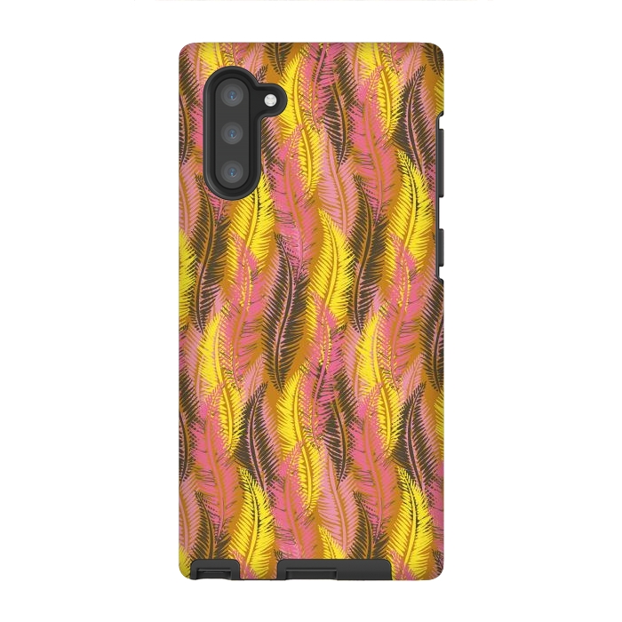 Galaxy Note 10 StrongFit Feather Stripe in Pink and Yellow by Lotti Brown