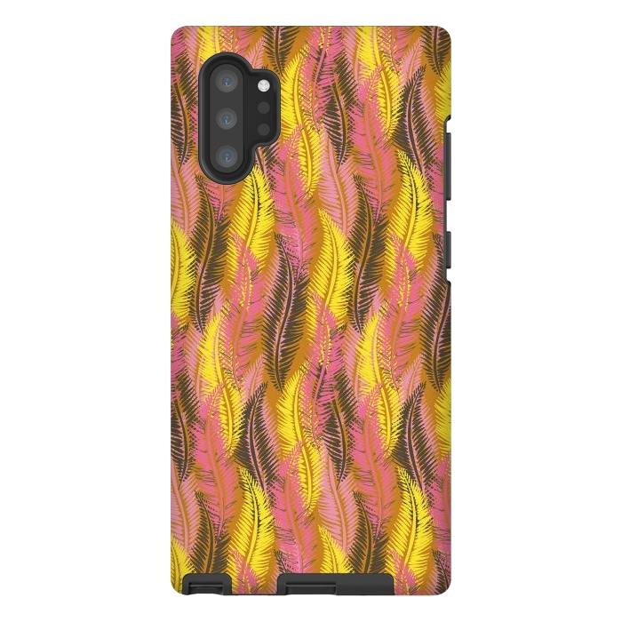 Galaxy Note 10 plus StrongFit Feather Stripe in Pink and Yellow by Lotti Brown