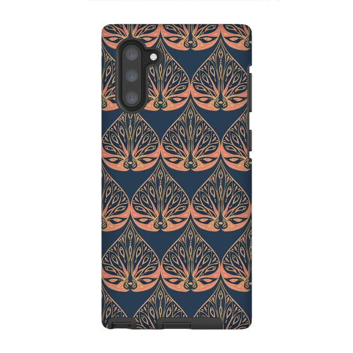 Galaxy Note 10 StrongFit Art Deco - Blue & Coral by Lotti Brown
