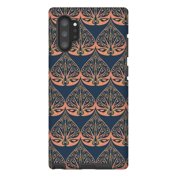 Galaxy Note 10 plus StrongFit Art Deco - Blue & Coral by Lotti Brown