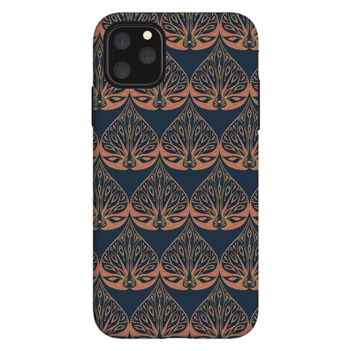 iPhone 11 Pro Max StrongFit Art Deco - Blue & Coral by Lotti Brown