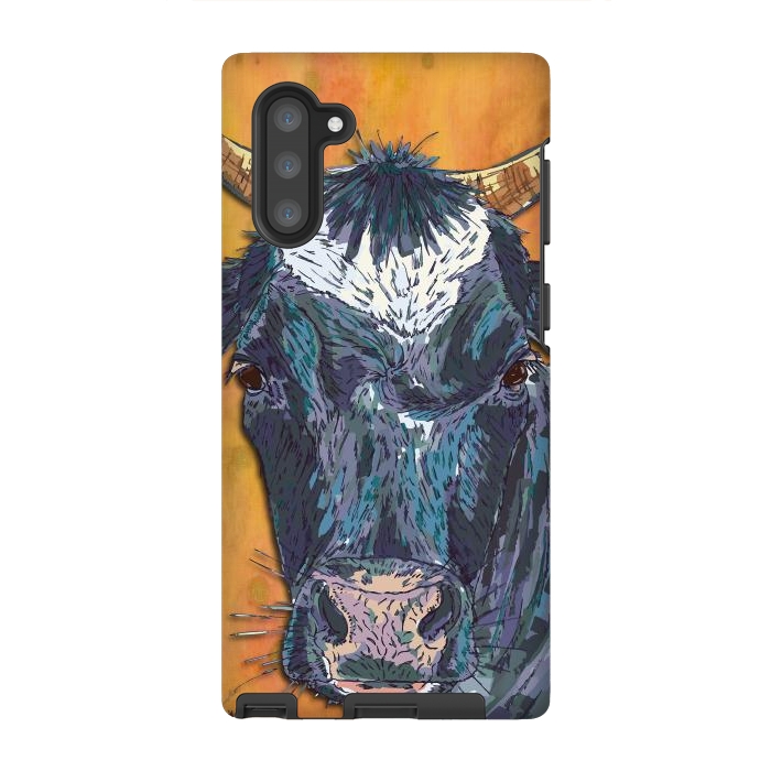 Galaxy Note 10 StrongFit Cow in Yellow by Lotti Brown