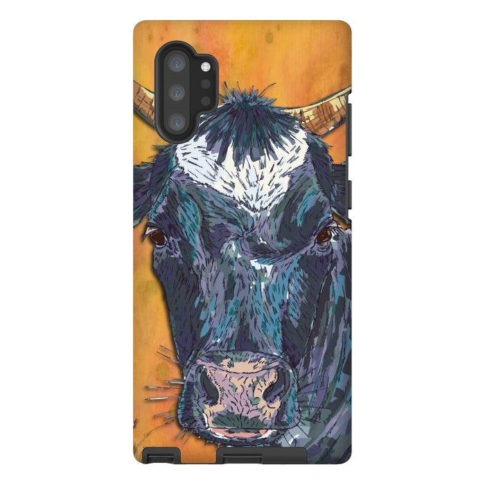 Galaxy Note 10 plus StrongFit Cow in Yellow by Lotti Brown