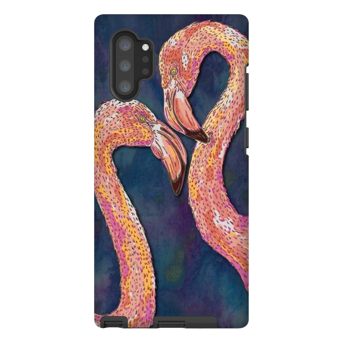 Galaxy Note 10 plus StrongFit Pink Flamingos by Lotti Brown