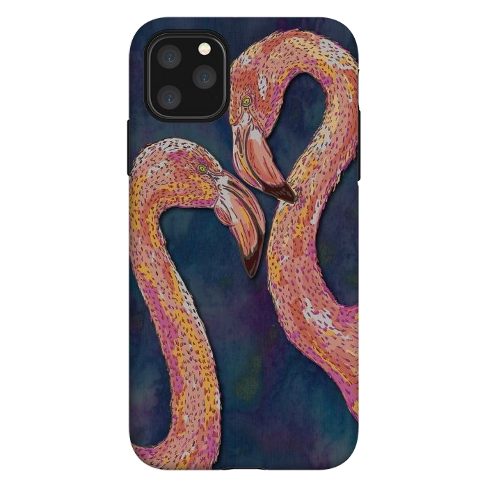 iPhone 11 Pro Max StrongFit Pink Flamingos by Lotti Brown