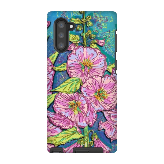 Galaxy Note 10 StrongFit Hollyhocks by Lotti Brown