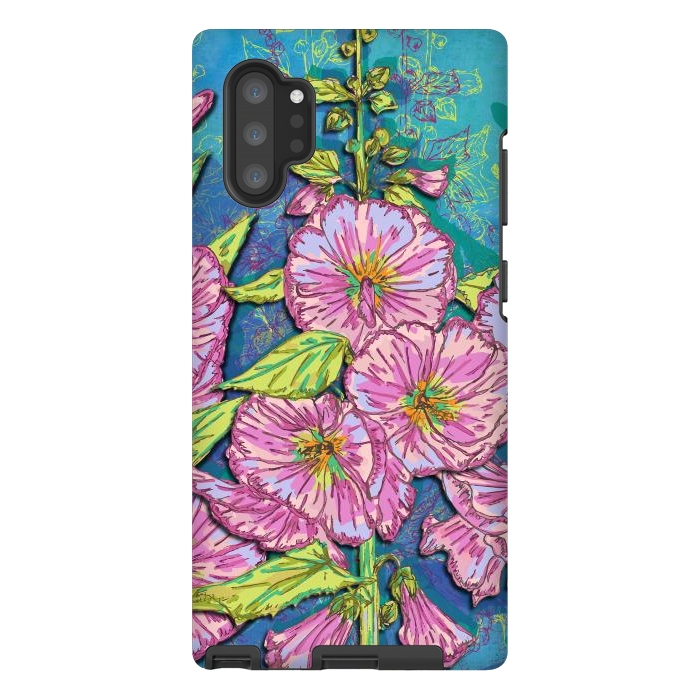 Galaxy Note 10 plus StrongFit Hollyhocks by Lotti Brown