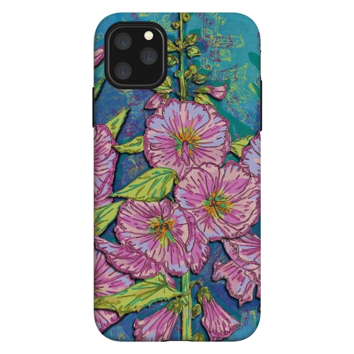 iPhone 11 Pro Max StrongFit Hollyhocks by Lotti Brown