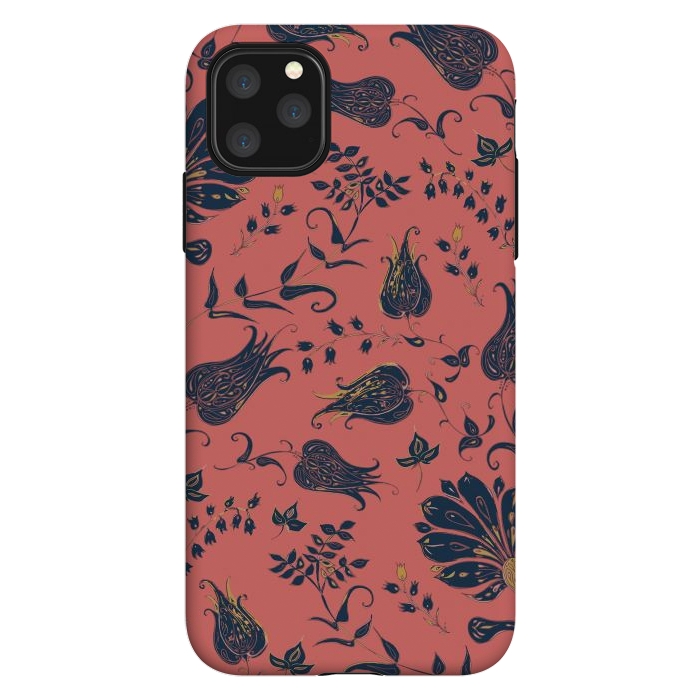 iPhone 11 Pro Max StrongFit Paradise Florals - Coral & Blue by Lotti Brown