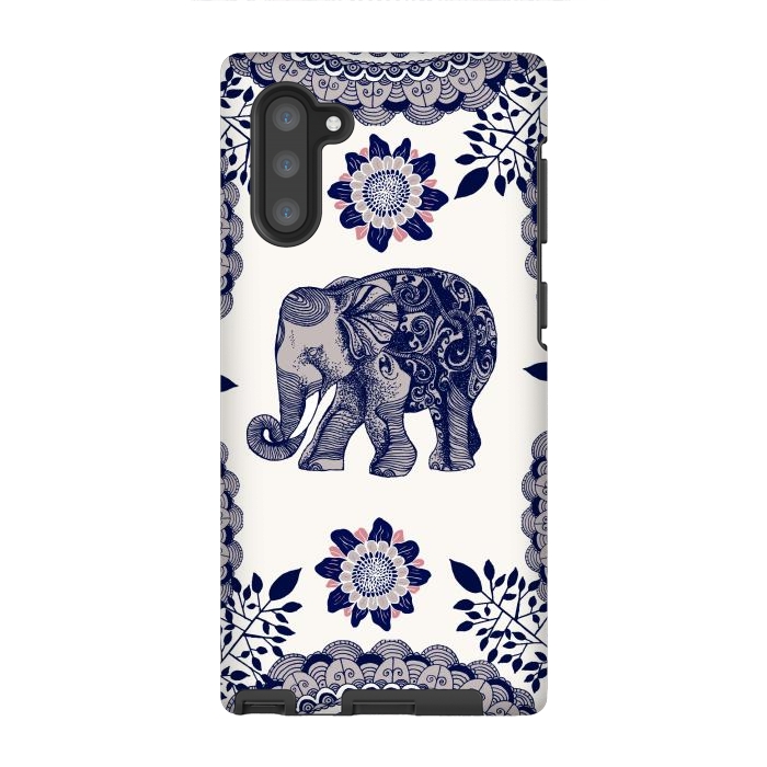 Galaxy Note 10 StrongFit Floral Elephant by Rose Halsey