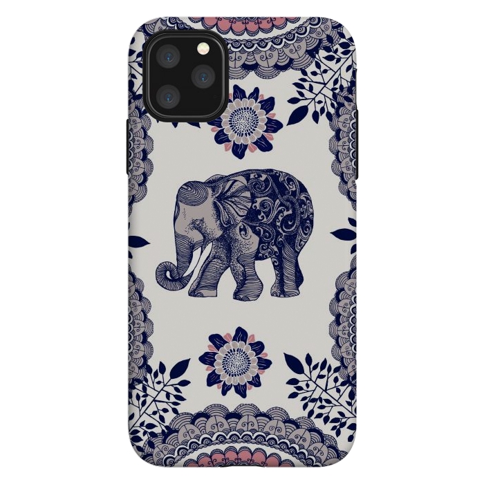 iPhone 11 Pro Max StrongFit Floral Elephant by Rose Halsey
