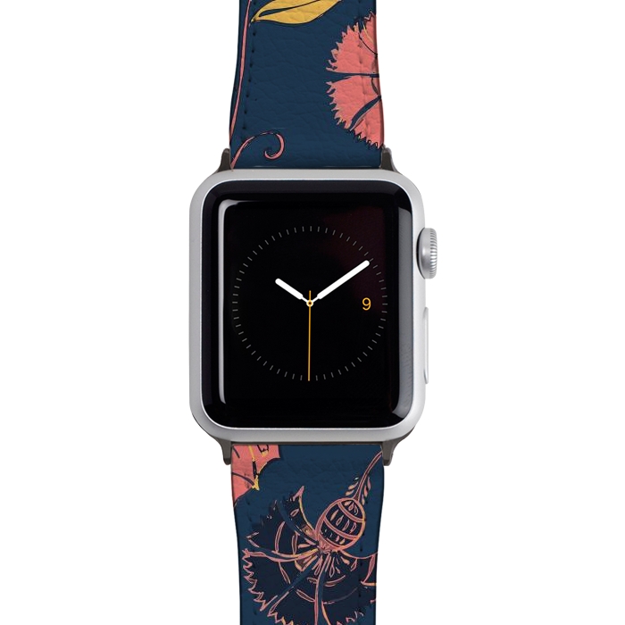 Watch 38mm / 40mm Strap PU leather Multi-Florals - Blue, Pink & Yellow by Lotti Brown