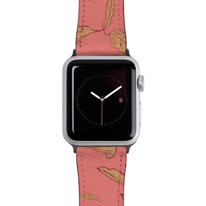 Watch 38mm / 40mm Strap PU leather Coral Floral Classic by Lotti Brown