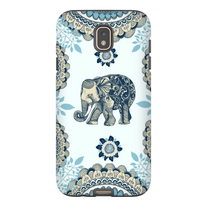 Galaxy J7 StrongFit Blue Floral Elephant  by Rose Halsey