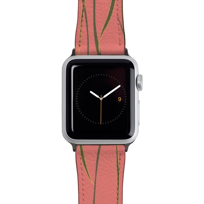 Watch 42mm / 44mm Strap PU leather Coral Stripe by Lotti Brown