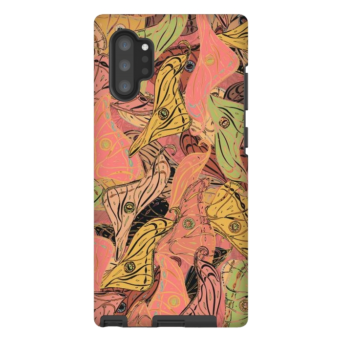 Galaxy Note 10 plus StrongFit Boho Butterfly Wings in Coral and Yellow by Lotti Brown