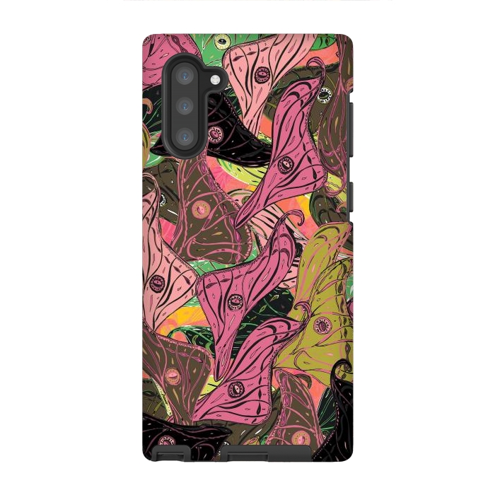 Galaxy Note 10 StrongFit Boho Butterfly Wings in Pink & Green by Lotti Brown