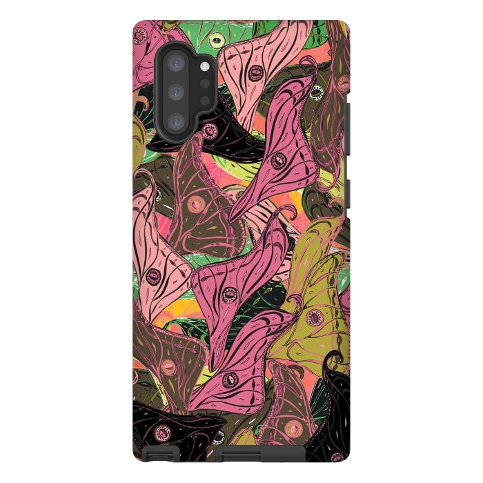 Galaxy Note 10 plus StrongFit Boho Butterfly Wings in Pink & Green by Lotti Brown