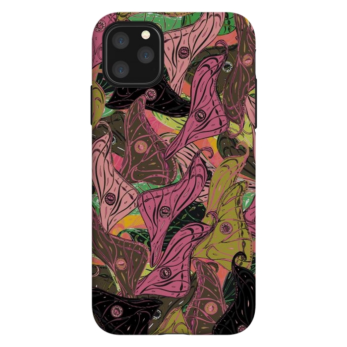 iPhone 11 Pro Max StrongFit Boho Butterfly Wings in Pink & Green by Lotti Brown
