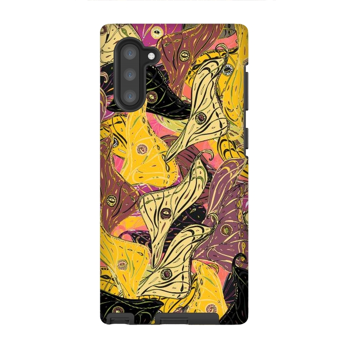 Galaxy Note 10 StrongFit Boho Butterfly Wings - Yellow & Black by Lotti Brown