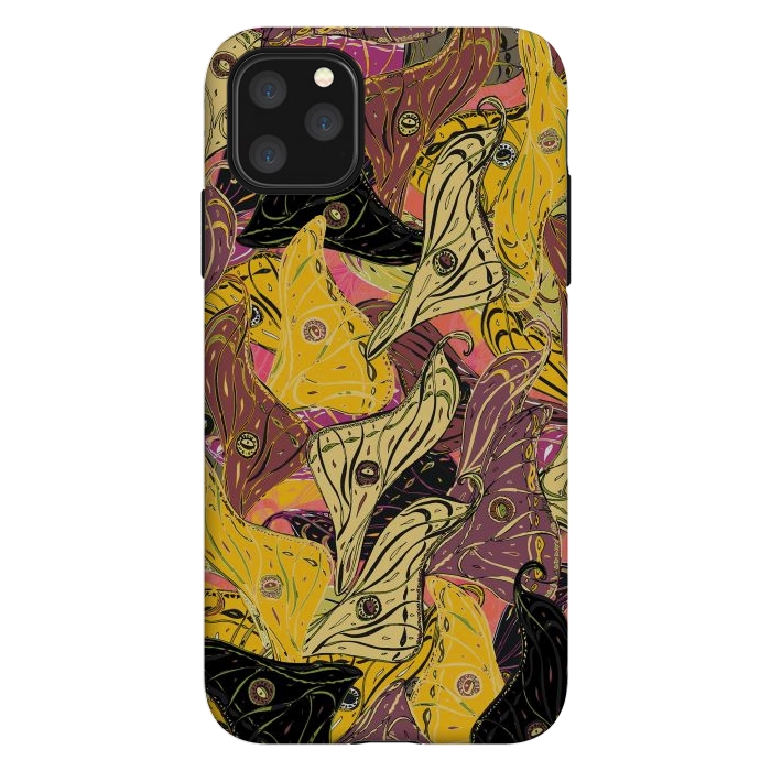 iPhone 11 Pro Max StrongFit Boho Butterfly Wings - Yellow & Black by Lotti Brown