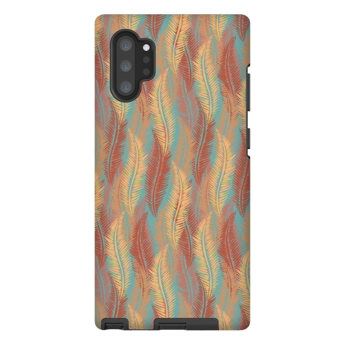 Galaxy Note 10 plus StrongFit Feather Stripe - Coral & Turquoise by Lotti Brown