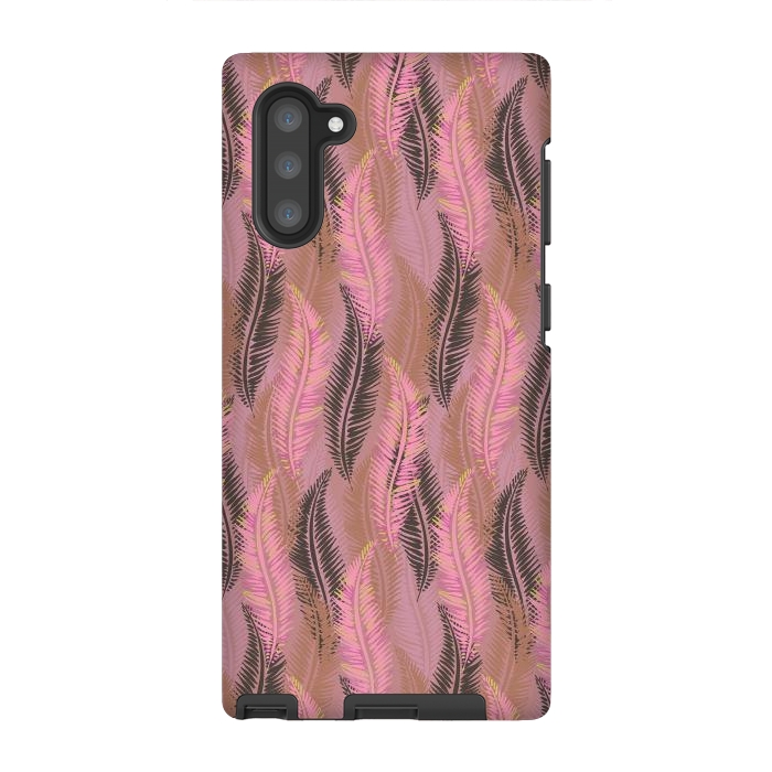 Galaxy Note 10 StrongFit Feather Stripe in Coral and Soft Pink by Lotti Brown