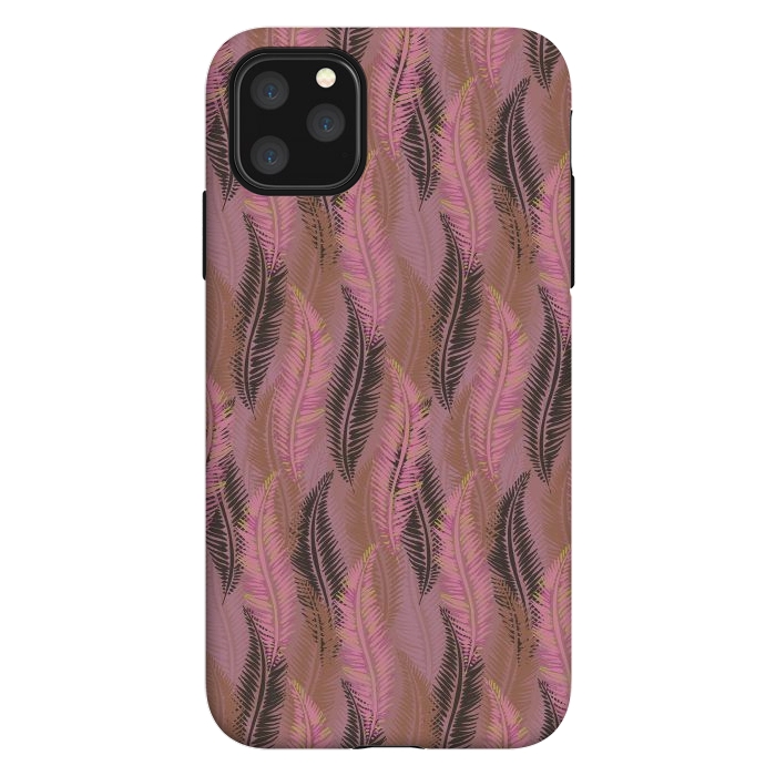 iPhone 11 Pro Max StrongFit Feather Stripe in Coral and Soft Pink by Lotti Brown
