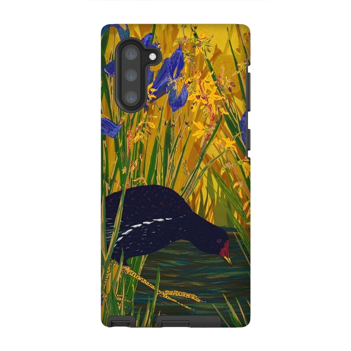 Galaxy Note 10 StrongFit Moorhen and Iris by Lotti Brown