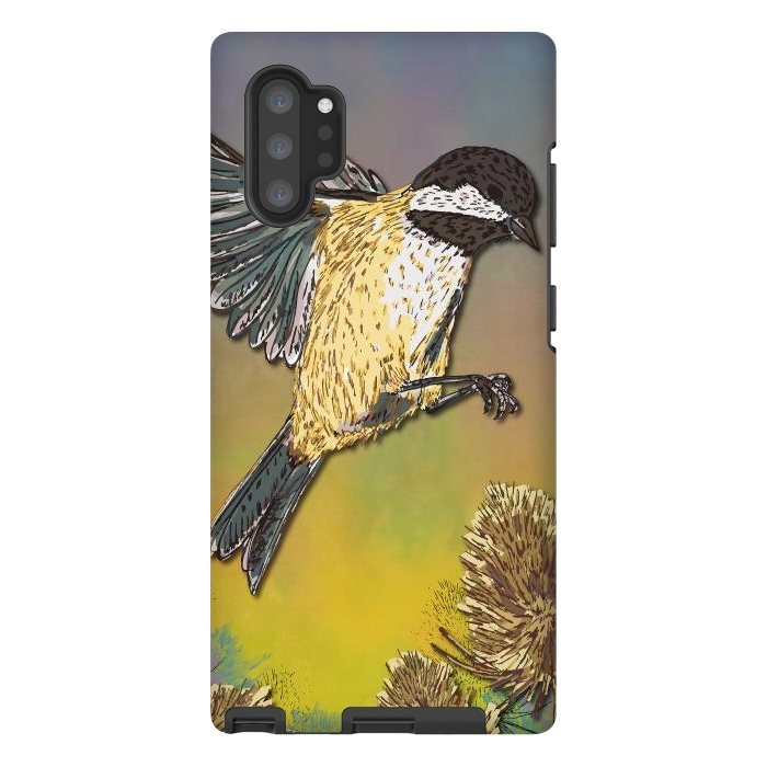 Galaxy Note 10 plus StrongFit Coal Tit and Teasels by Lotti Brown