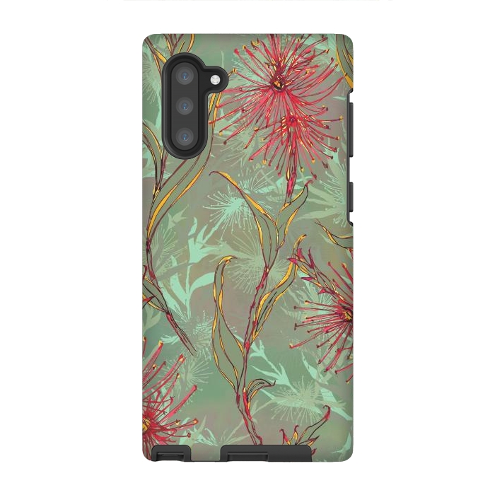 Galaxy Note 10 StrongFit Red Gum Flower by Lotti Brown