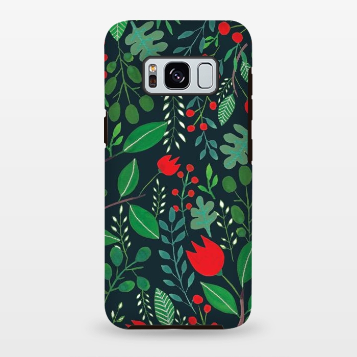 Galaxy S8 plus StrongFit Christmas Floral Black by Hanny Agustine
