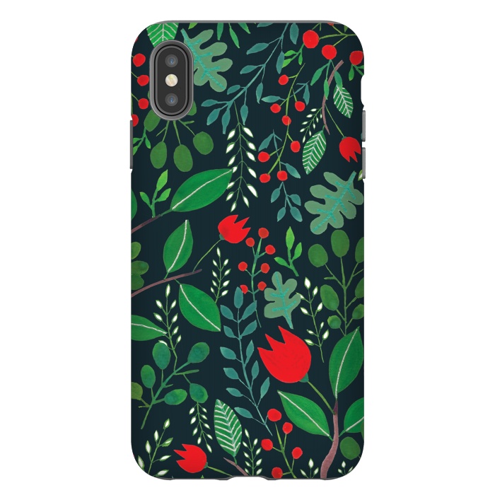 iPhone Xs Max StrongFit Christmas Floral Black by Hanny Agustine