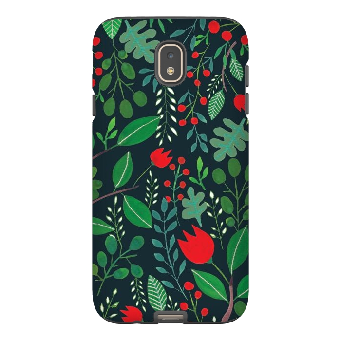 Galaxy J7 StrongFit Christmas Floral Black by Hanny Agustine