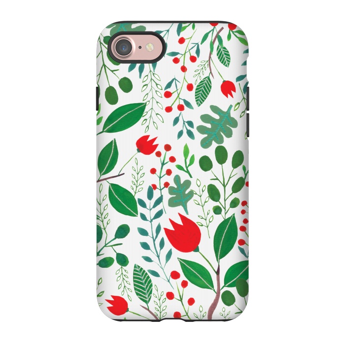 iPhone 7 StrongFit Christmas Floral White by Hanny Agustine
