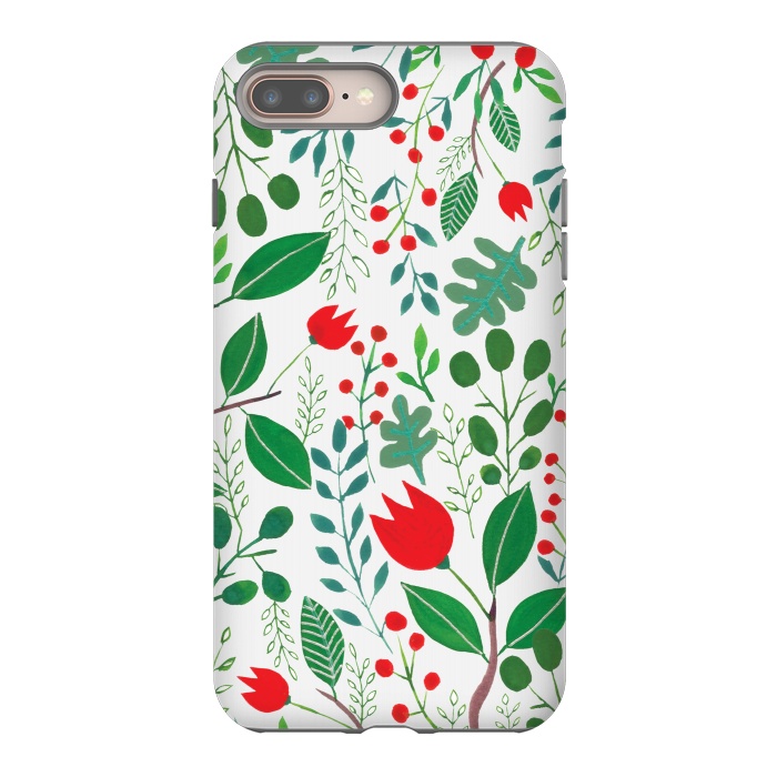 iPhone 7 plus StrongFit Christmas Floral White by Hanny Agustine