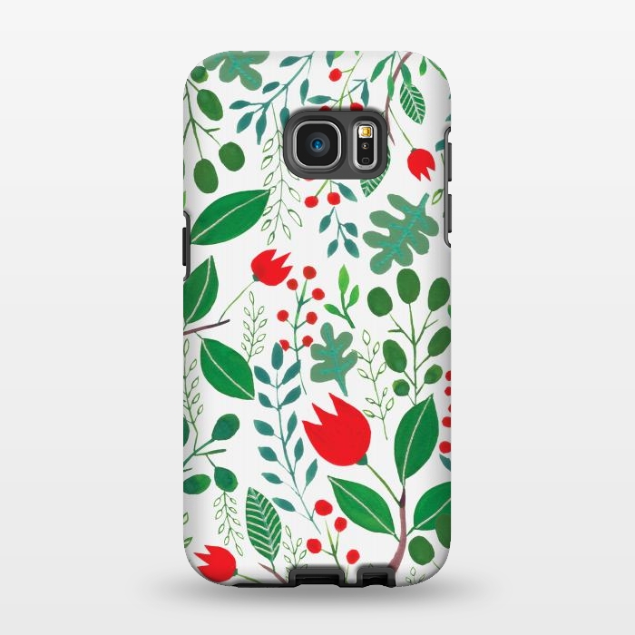 Galaxy S7 EDGE StrongFit Christmas Floral White by Hanny Agustine