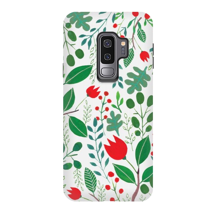 Galaxy S9 plus StrongFit Christmas Floral White by Hanny Agustine