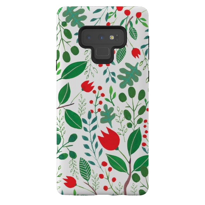 Galaxy Note 9 StrongFit Christmas Floral White by Hanny Agustine