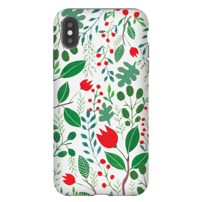 iPhone Xs Max StrongFit Christmas Floral White by Hanny Agustine