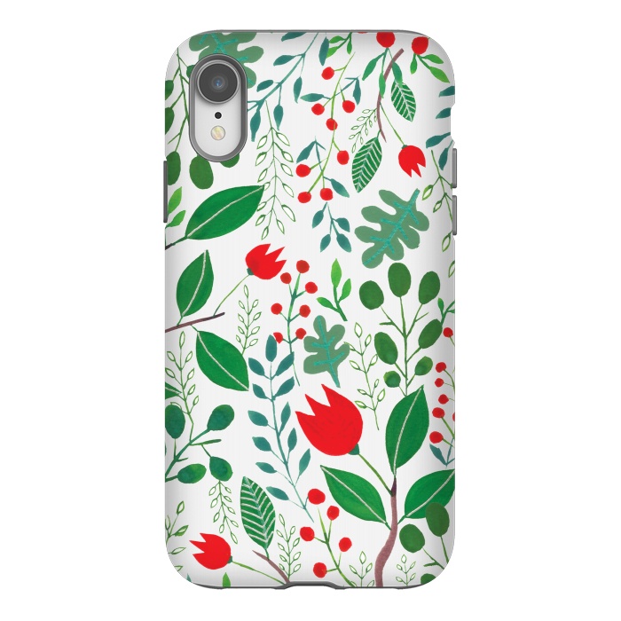 iPhone Xr StrongFit Christmas Floral White by Hanny Agustine