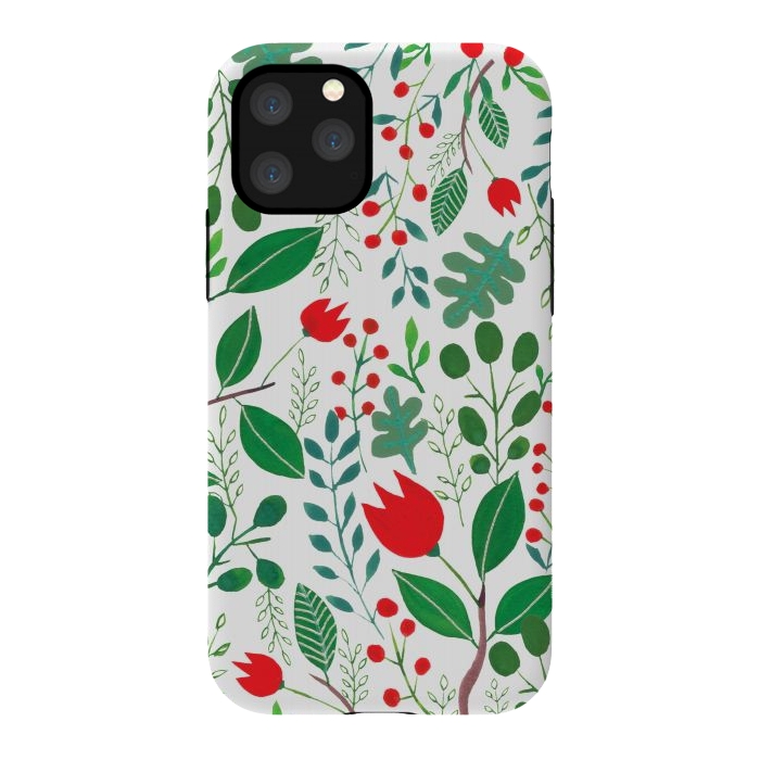 iPhone 11 Pro StrongFit Christmas Floral White by Hanny Agustine