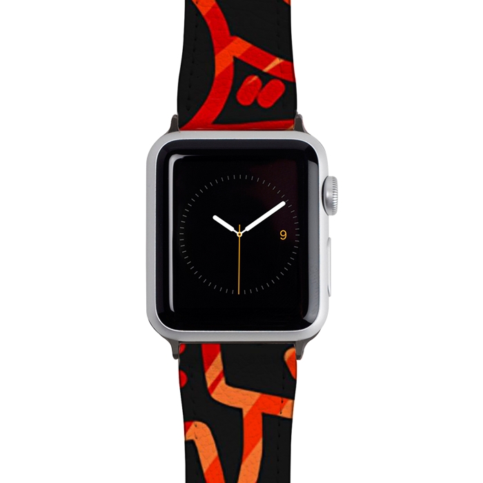 Watch 38mm / 40mm Strap PU leather Orange Doodle by Hanny Agustine