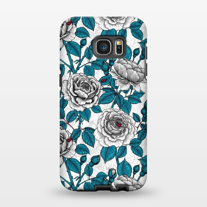 Galaxy S7 EDGE StrongFit  White roses and ladybugs by Katerina Kirilova