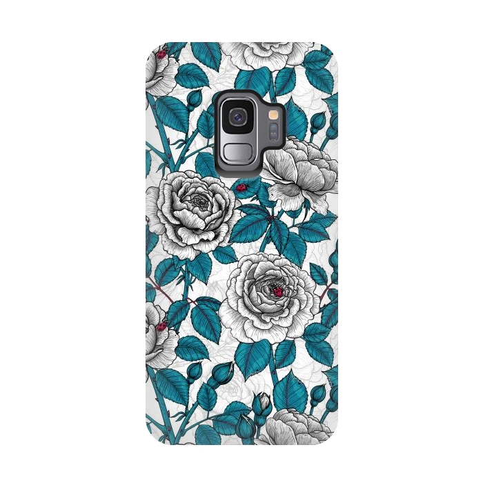 Galaxy S9 StrongFit  White roses and ladybugs by Katerina Kirilova