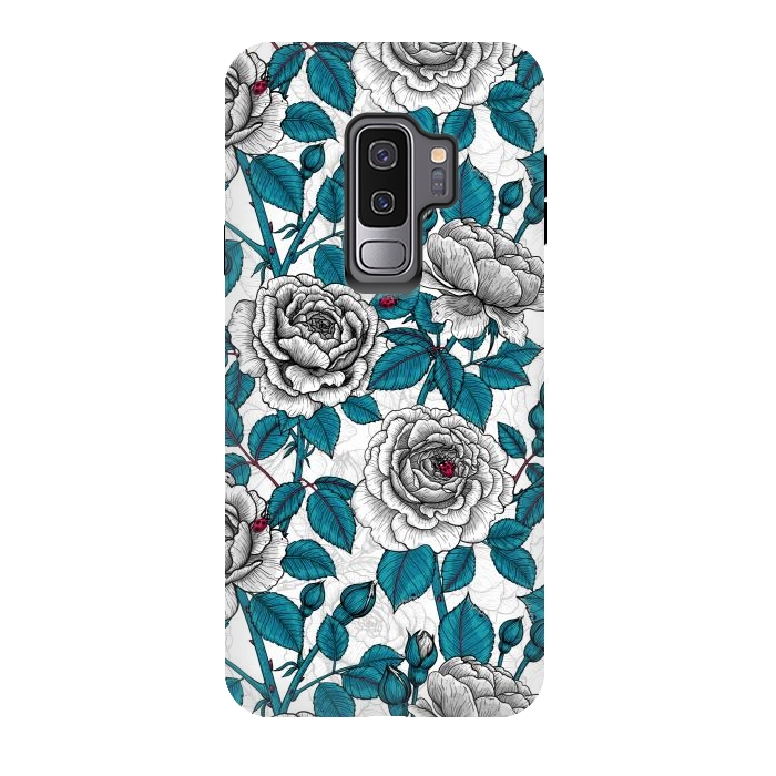 Galaxy S9 plus StrongFit  White roses and ladybugs by Katerina Kirilova