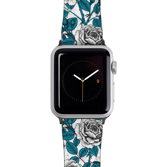 Watch 38mm / 40mm Strap PU leather  White roses and ladybugs by Katerina Kirilova